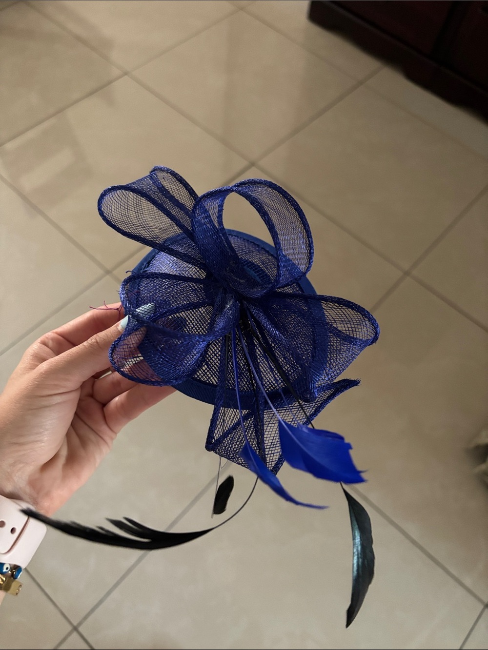 Navy Blue Feathered Fascinator Hair Clip
